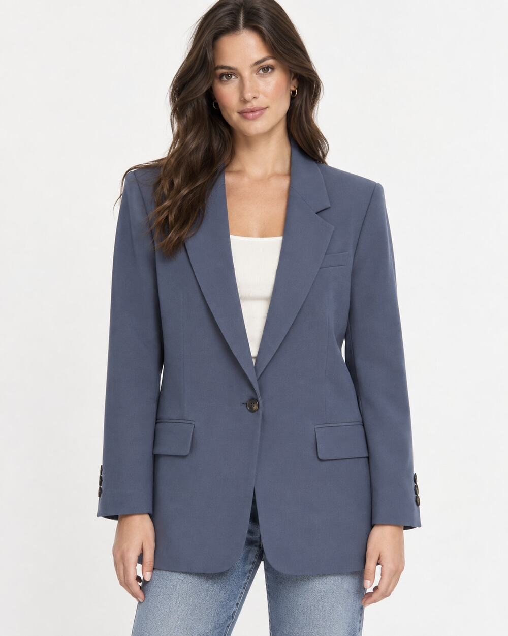NWOT Open Edit Oversized Single Breasted Blazer Navy Blue Size XS